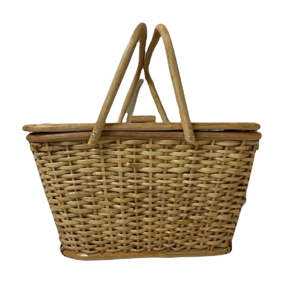 Vintage Picnic Basket Hand Woven Romantic Decor Large Hand Crafted High Quality